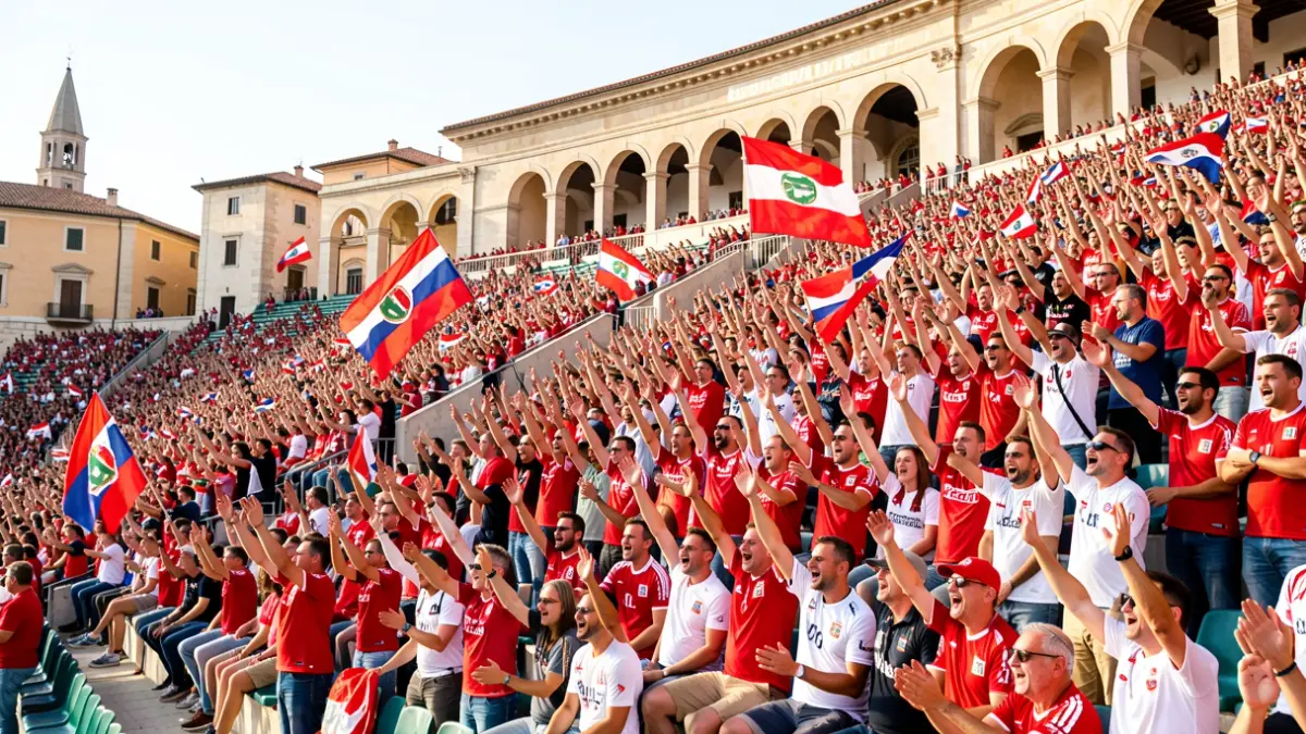 Generic image of football fans cheering in a stadium.