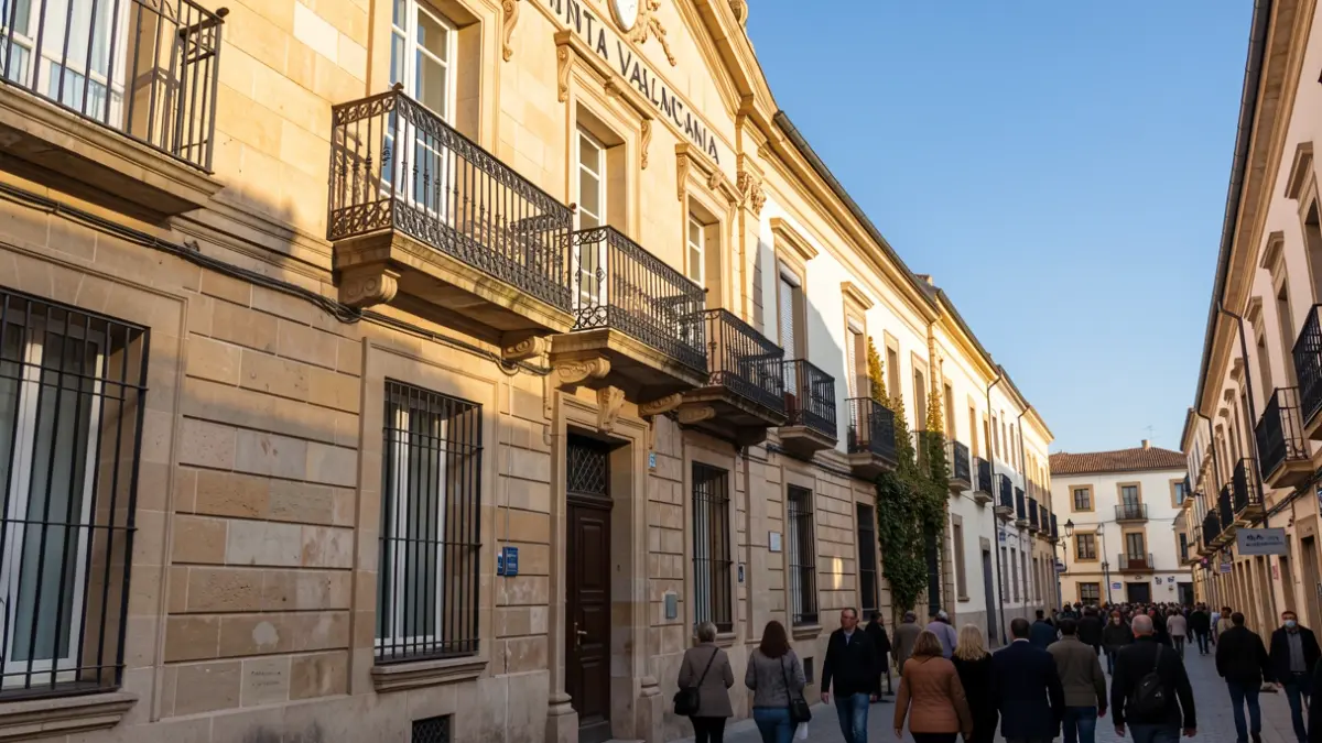 Generic image of a Valencian town hall facade in the afternoon sun.