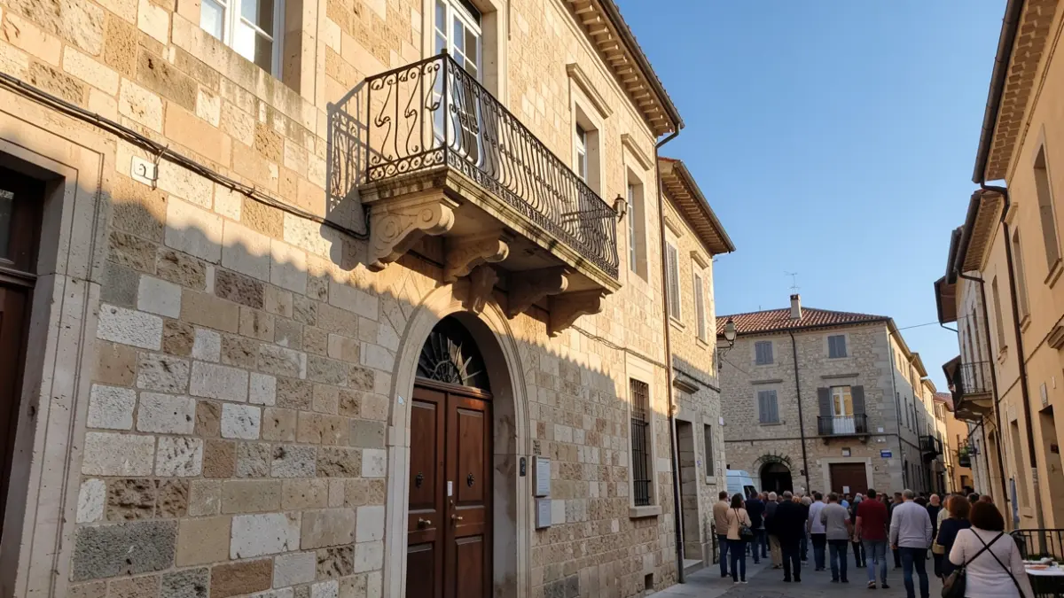 Imatge genèrica de la façana d'un ajuntament mediterrani amb balcó de ferro forjat.