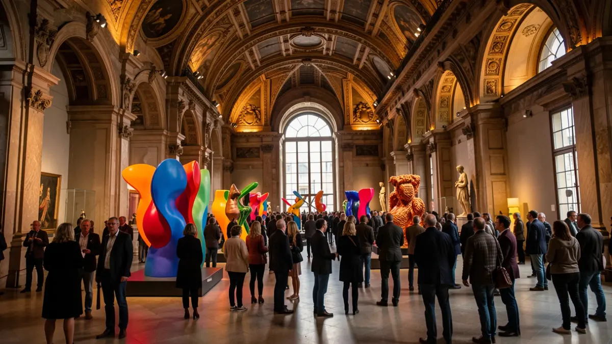 Generic image of a contemporary art exhibition hall in a historic museum.