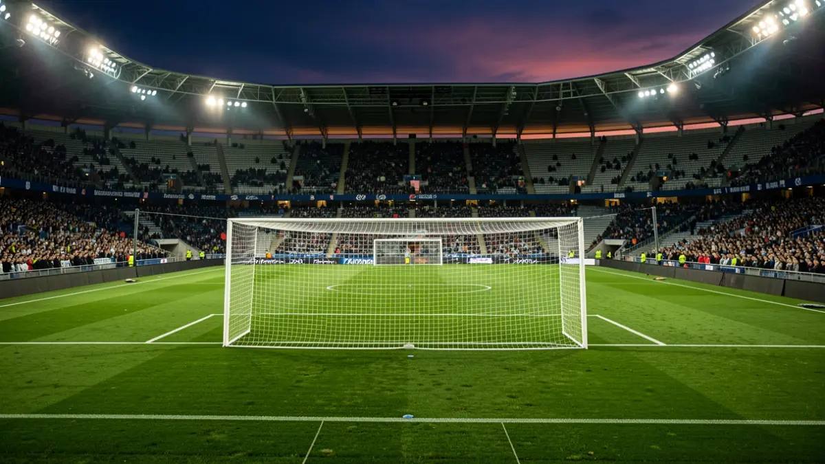 Imatge genèrica d'un estadi de futbol amb el camp i la porteria.