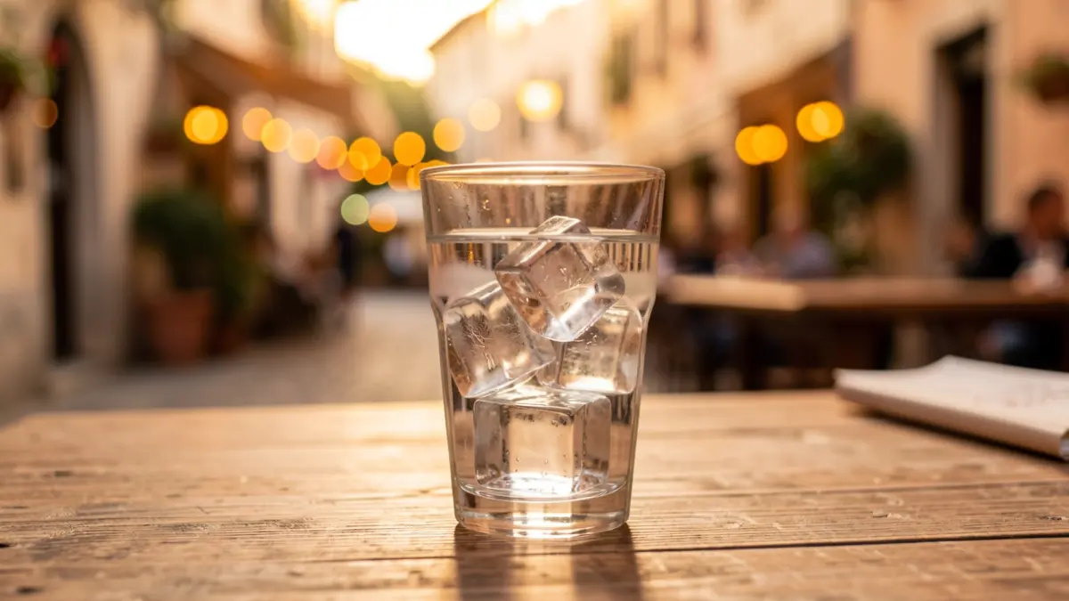 Imagen genérica de un vaso de agua en un entorno festivo y soleado.