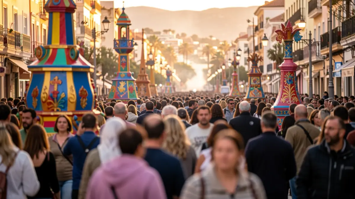 Imagen genérica de la fiesta de las Hogueras de Alicante con monumentos y gente.