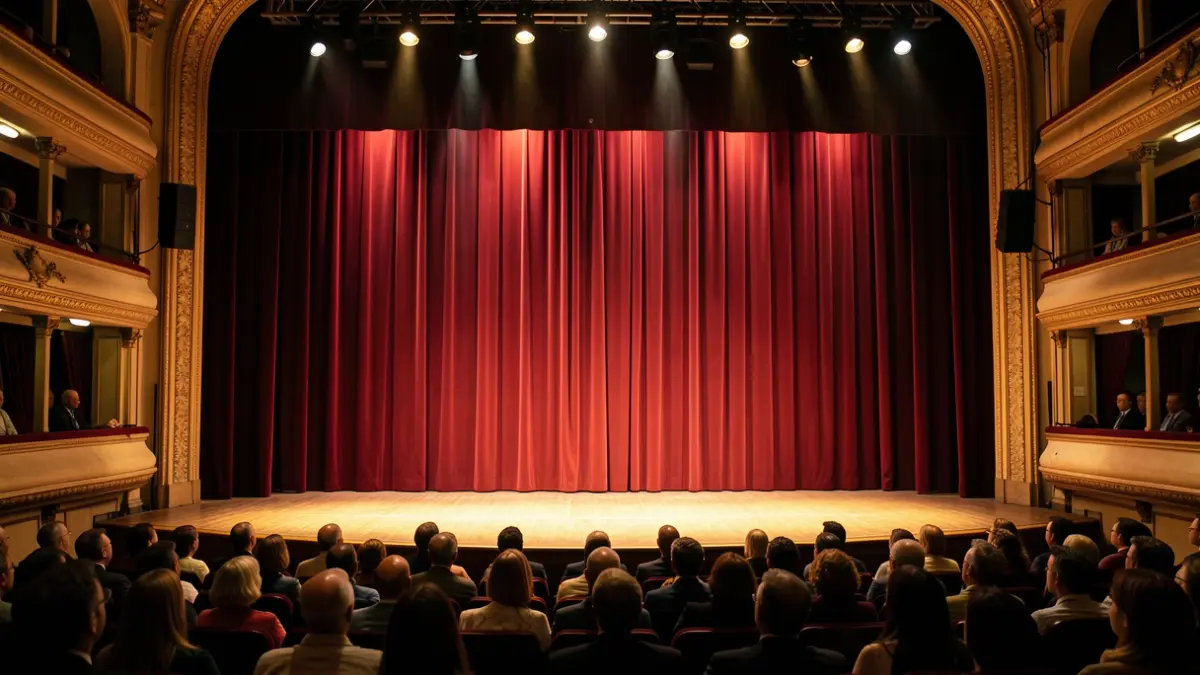 Imatge genèrica d'un escenari de teatre amb llums.