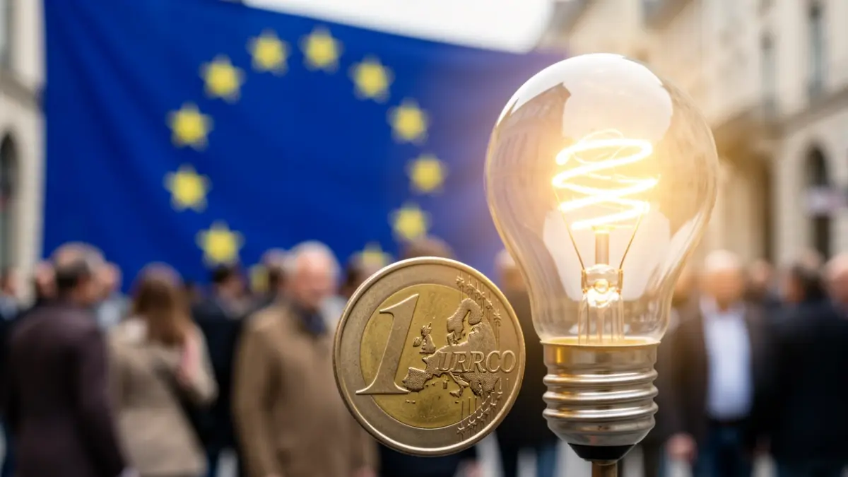 Imatge genèrica de monedes d'euro i una bombilla.