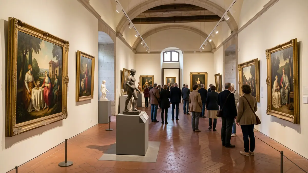 Generic image of an art gallery with historical works.