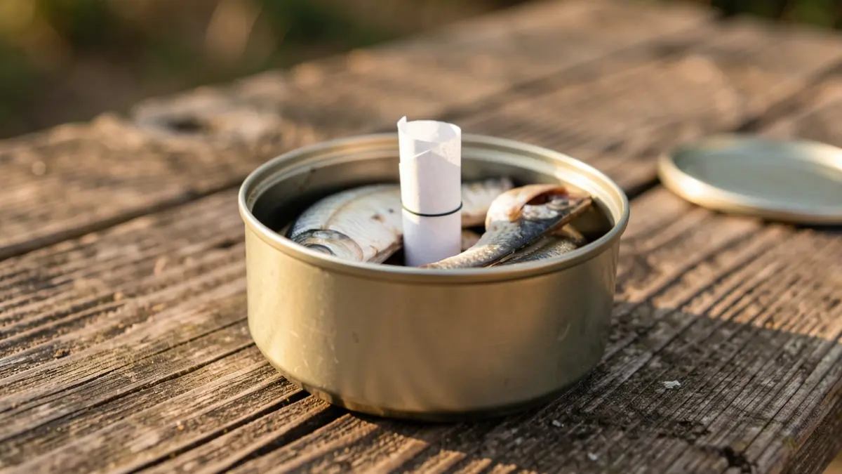 Image of a sardine can modified to be an improvised stove.