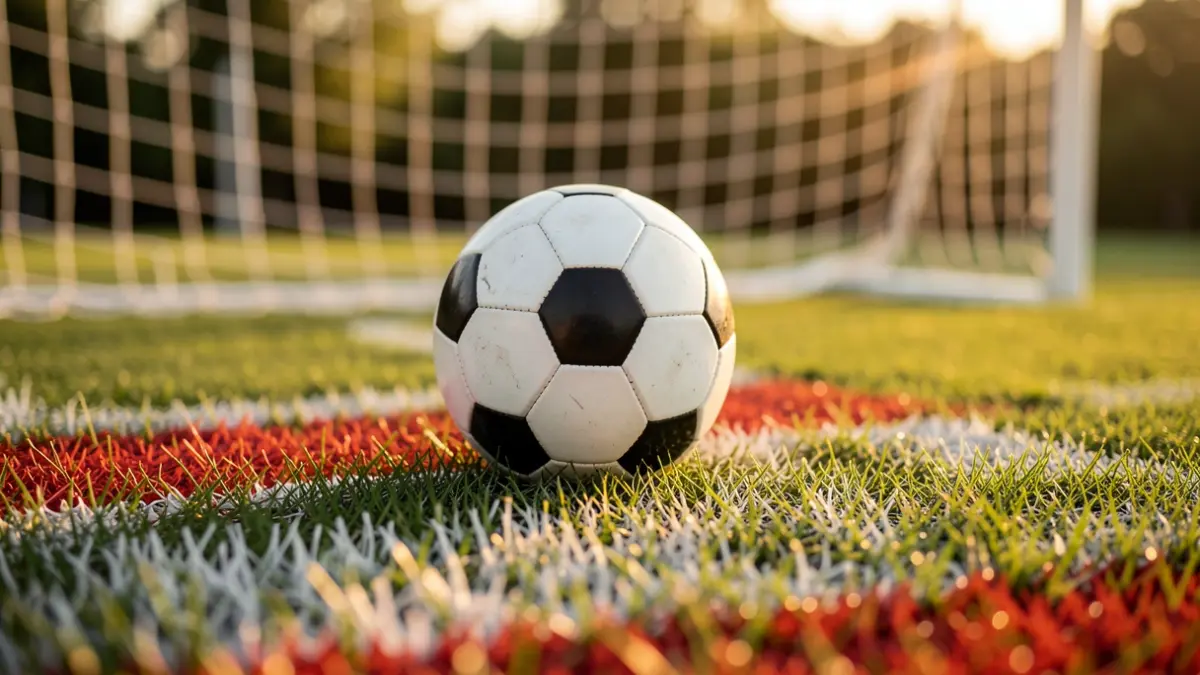 Generic image of a soccer ball on a field.