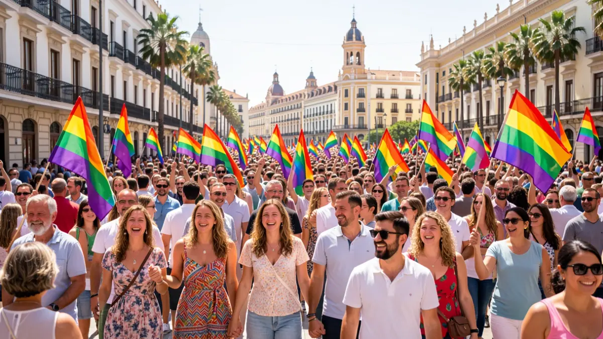 Imatge genèrica de la celebració de l'Orgull LGTBIQA+ a València, amb multitud i pancartes.