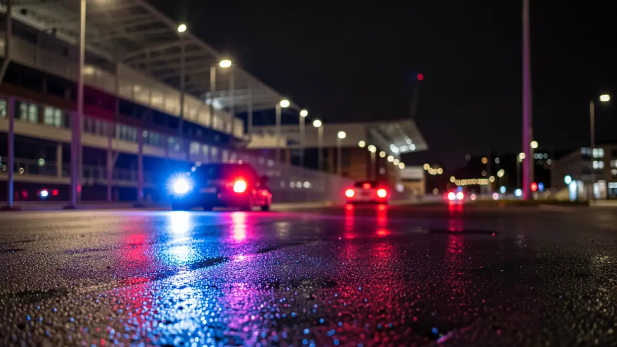 Imatge genèrica de llums d'emergència policial en un entorn urbà.
