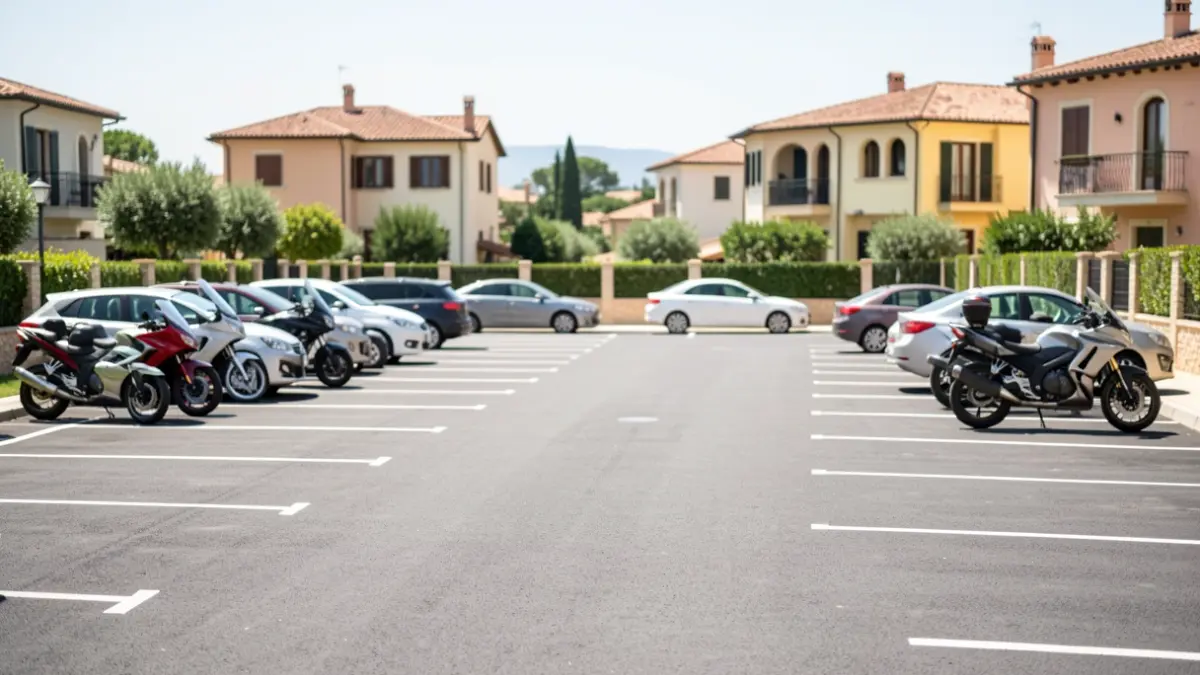 Imagen genérica de un nuevo aparcamiento público en un barrio residencial.