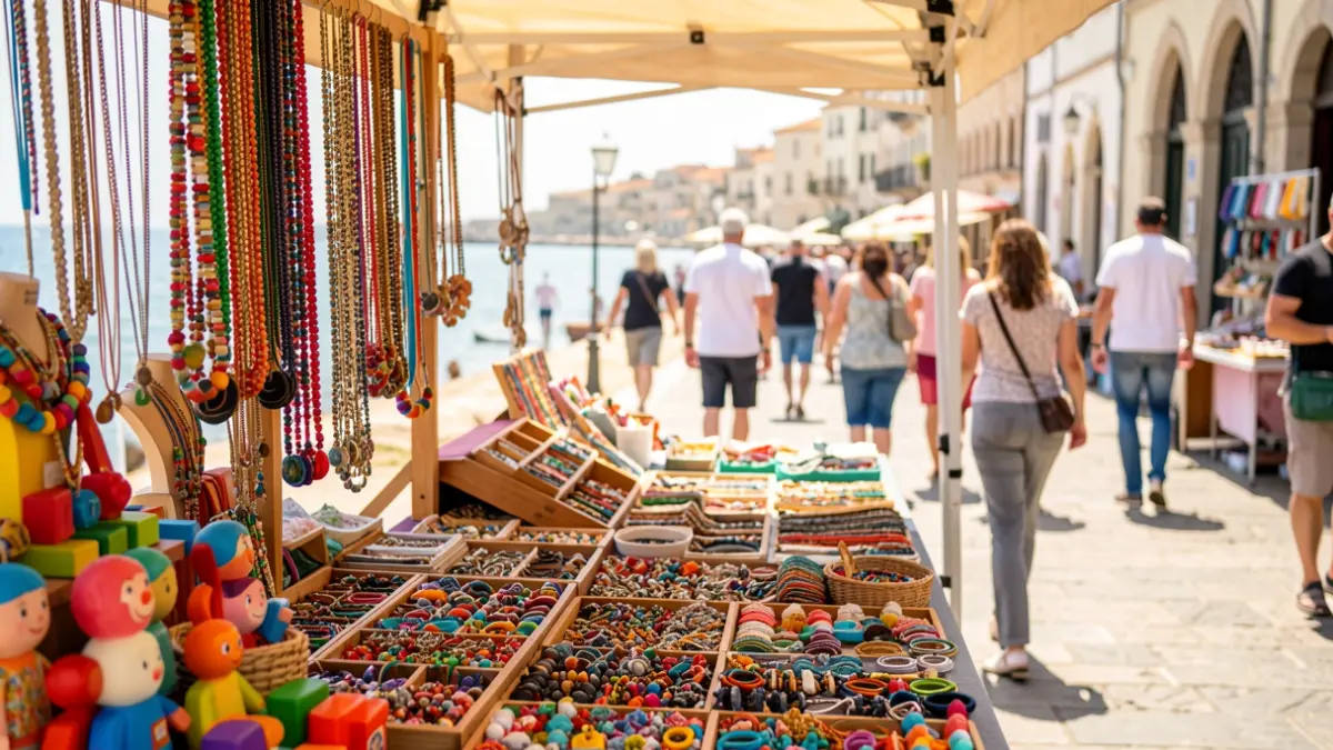 Imatge genèrica d'un mercat artesanal amb productes diversos.