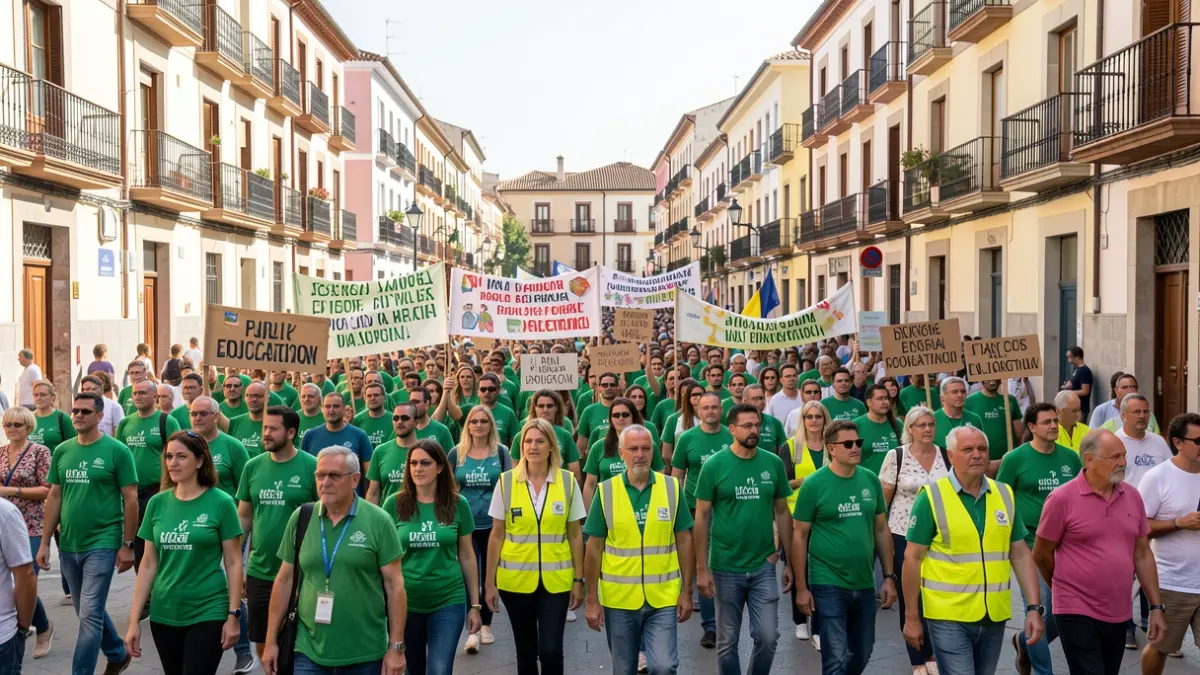 Generic image of a protest for public education in Valencia.