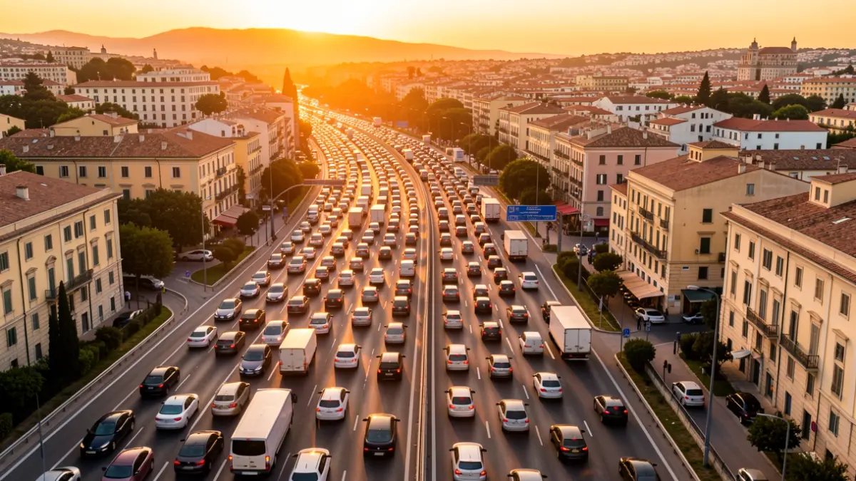 Imatge genèrica de trànsit congestionat a les entrades de València.