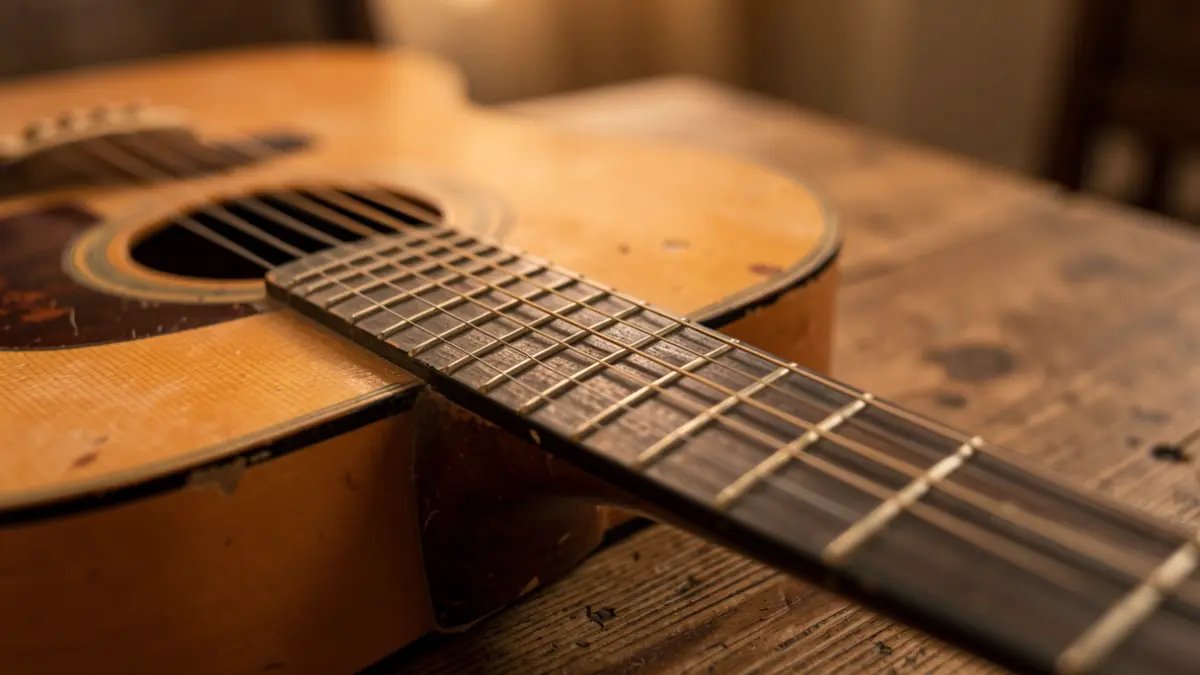 Imagen genérica de una guitarra acústica antigua.