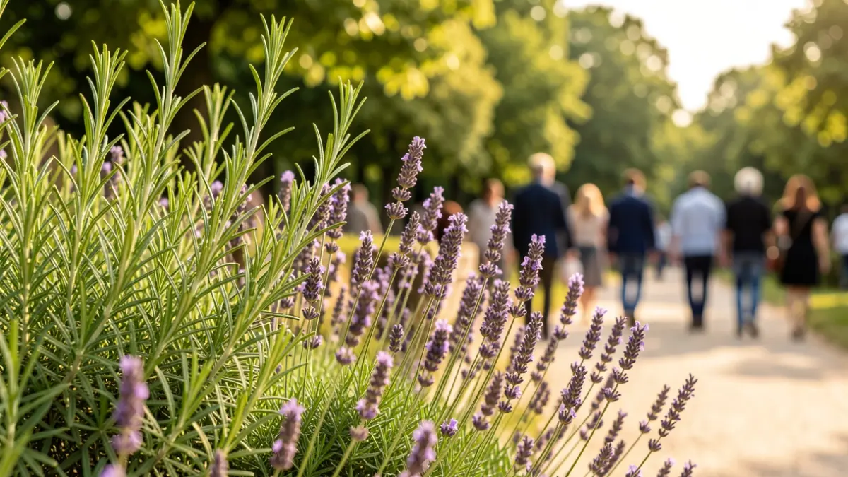Generic image of aromatic Mediterranean plants in a park.