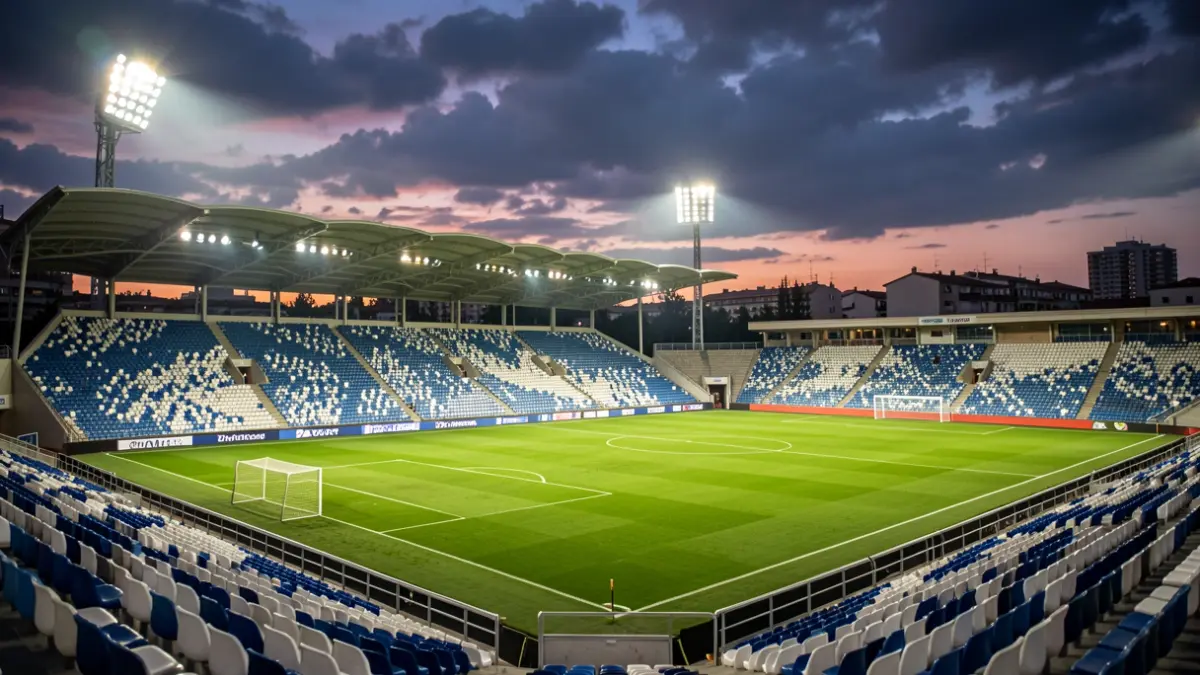 Imagen genérica de un estadio de fútbol al atardecer.