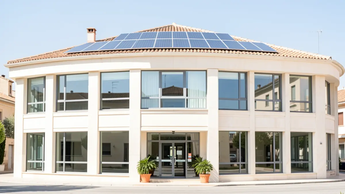Generic image of a municipal building in Mislata with sustainability elements.
