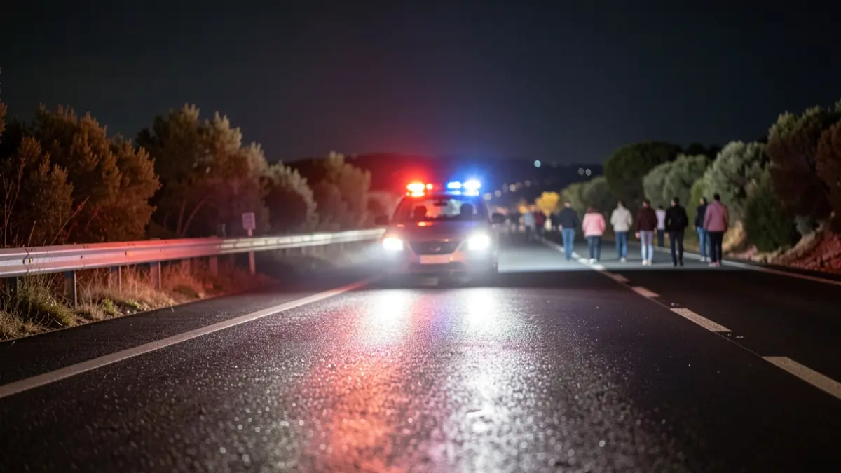 Generic image of emergency lights on a highway in La Costera.