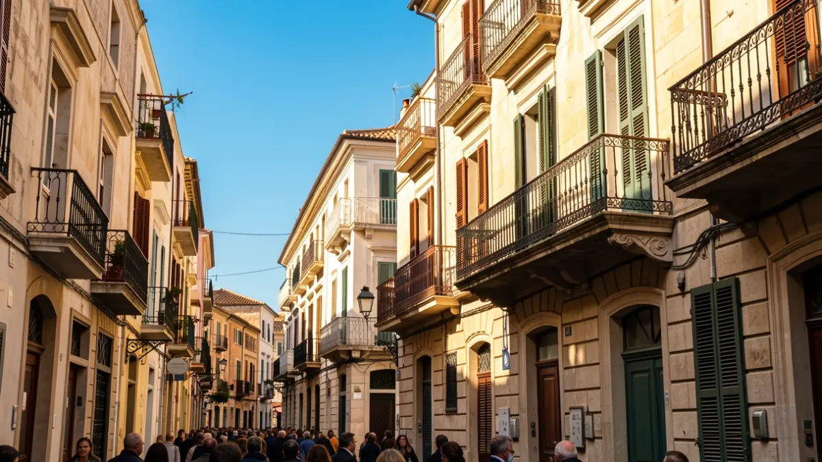 Imagen genérica de fachadas de ayuntamientos mediterráneos con balcones y barandillas de hierro.