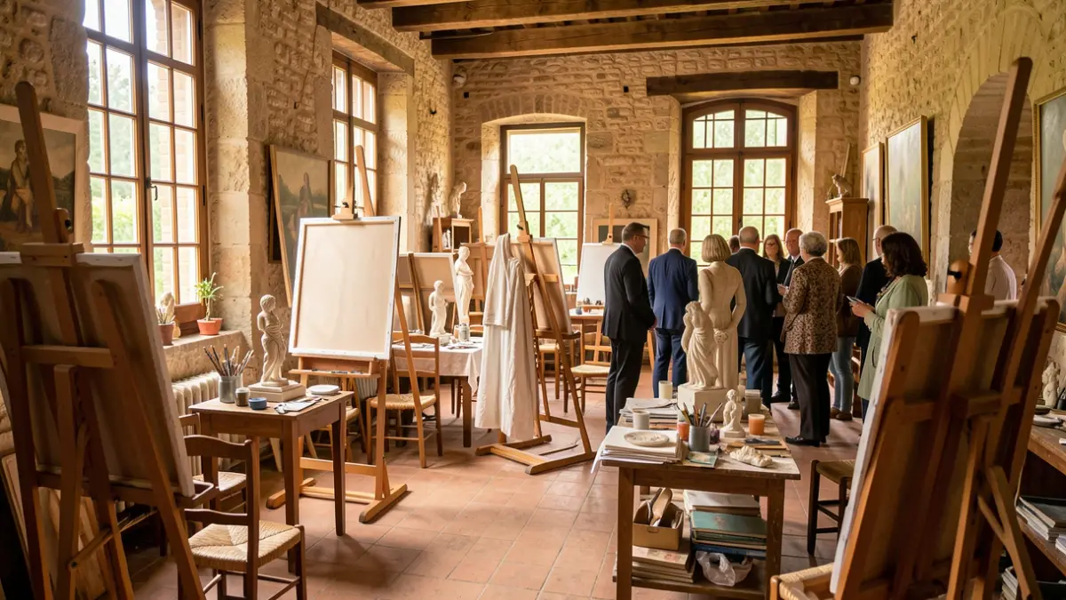 Interior d'un taller d'artista històric en una casa valenciana, ple d'obres i objectes personals.