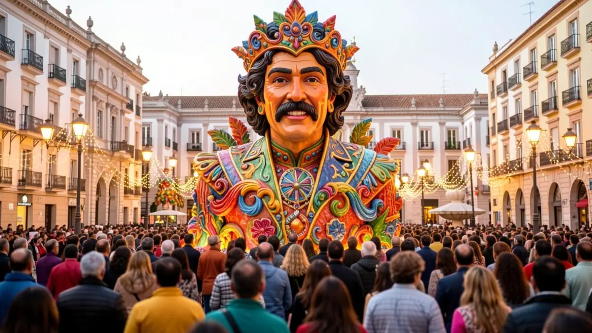 Imatge genèrica d'un monument faller dedicat a Nino Bravo a la plaça de l'Ajuntament de València.