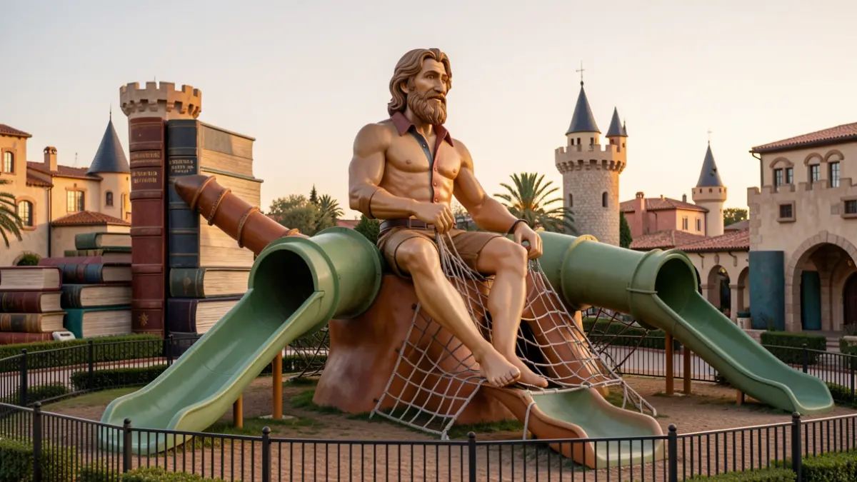 Playable Gulliver sculpture in a new themed park in the Turia Garden, Valencia.
