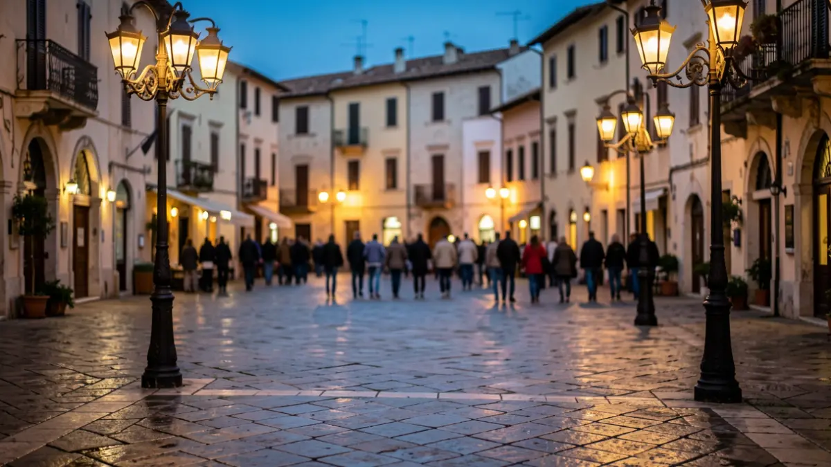 Imagen genérica de una plaza mediterránea al atardecer.