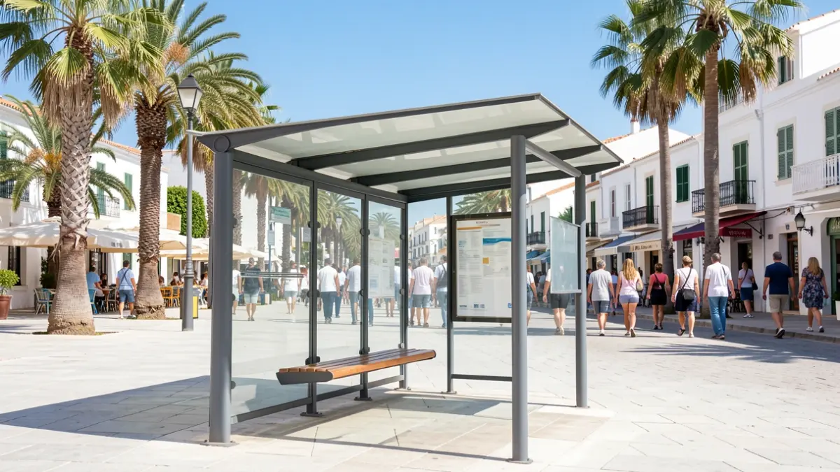 Imagen genérica de una parada de transporte urbano en un día soleado.