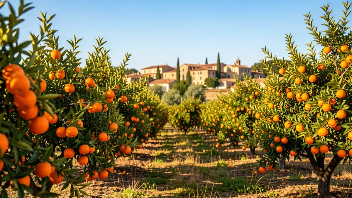 Generic image of orange trees in a Valencian field.