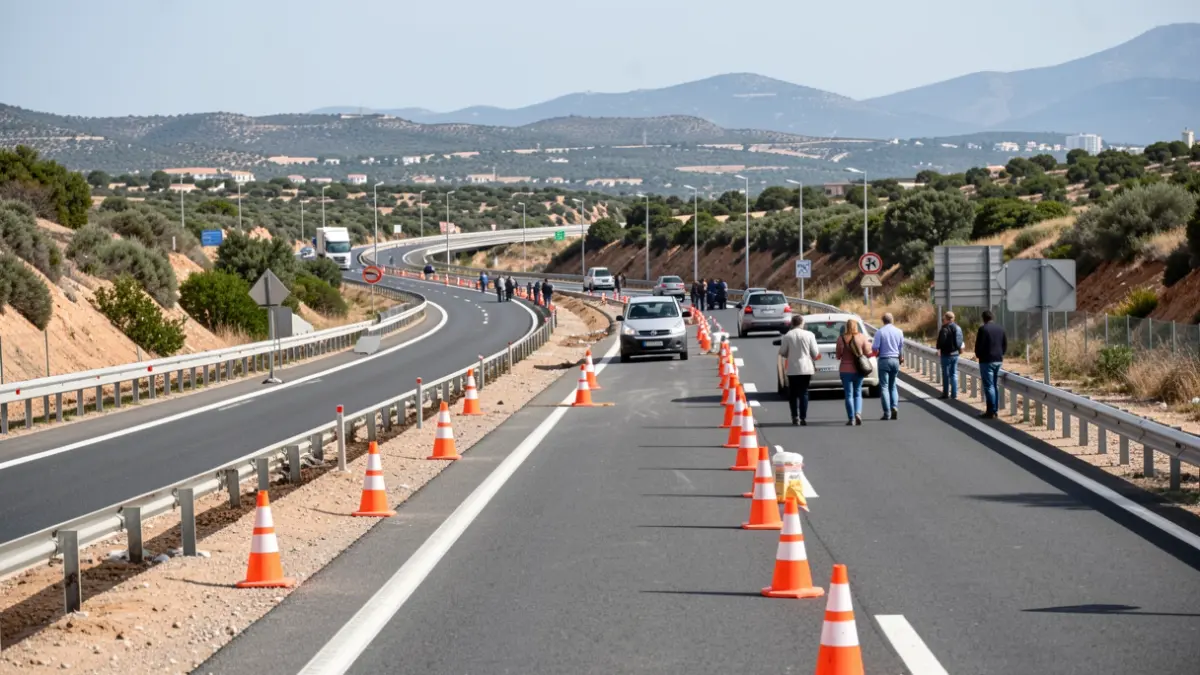 Generic image of highway construction with diverted traffic.