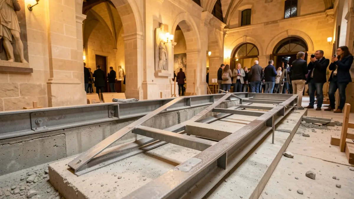 Imagen genérica de una rampa de acceso en construcción dentro de un edificio cultural.