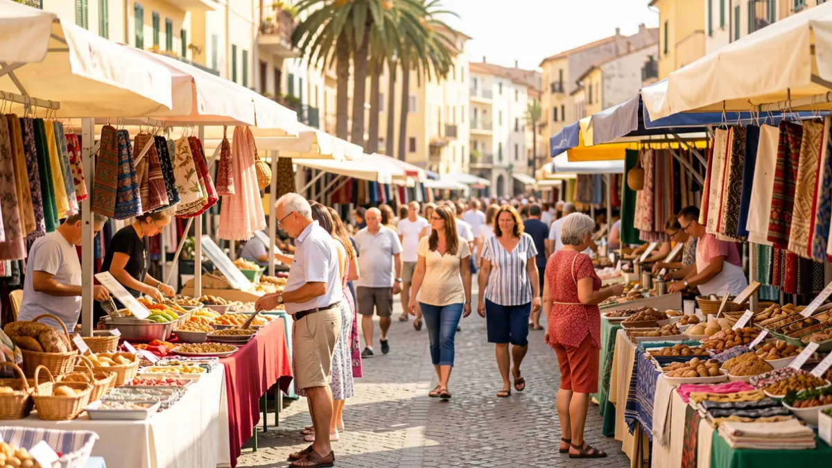 Generic image of a summer market on the Mediterranean coast.