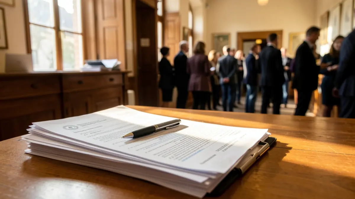 Imagen genérica de una mesa con documentos oficiales en una oficina municipal.