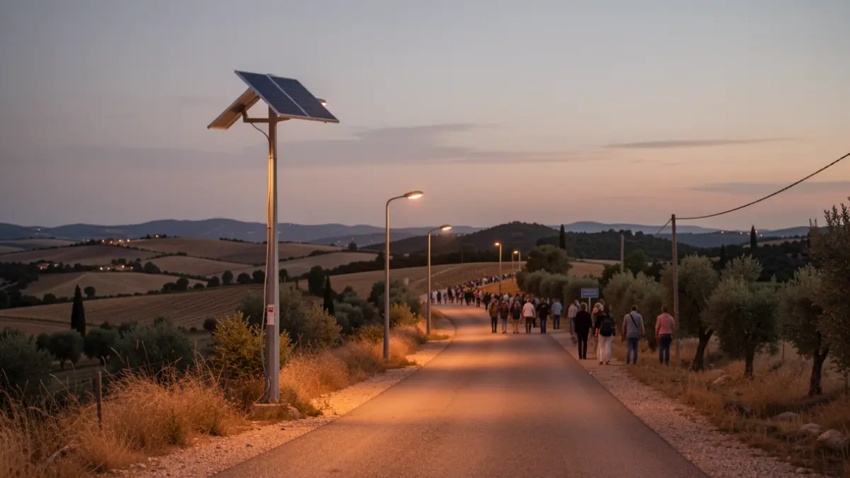 Imatge genèrica de fanals solars en un camí rural.