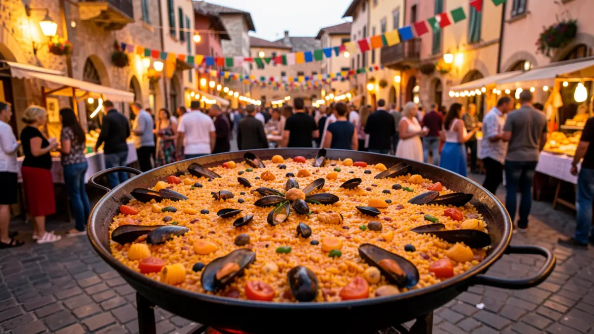 Imatge genèrica d'una paella gegant en un ambient festiu.