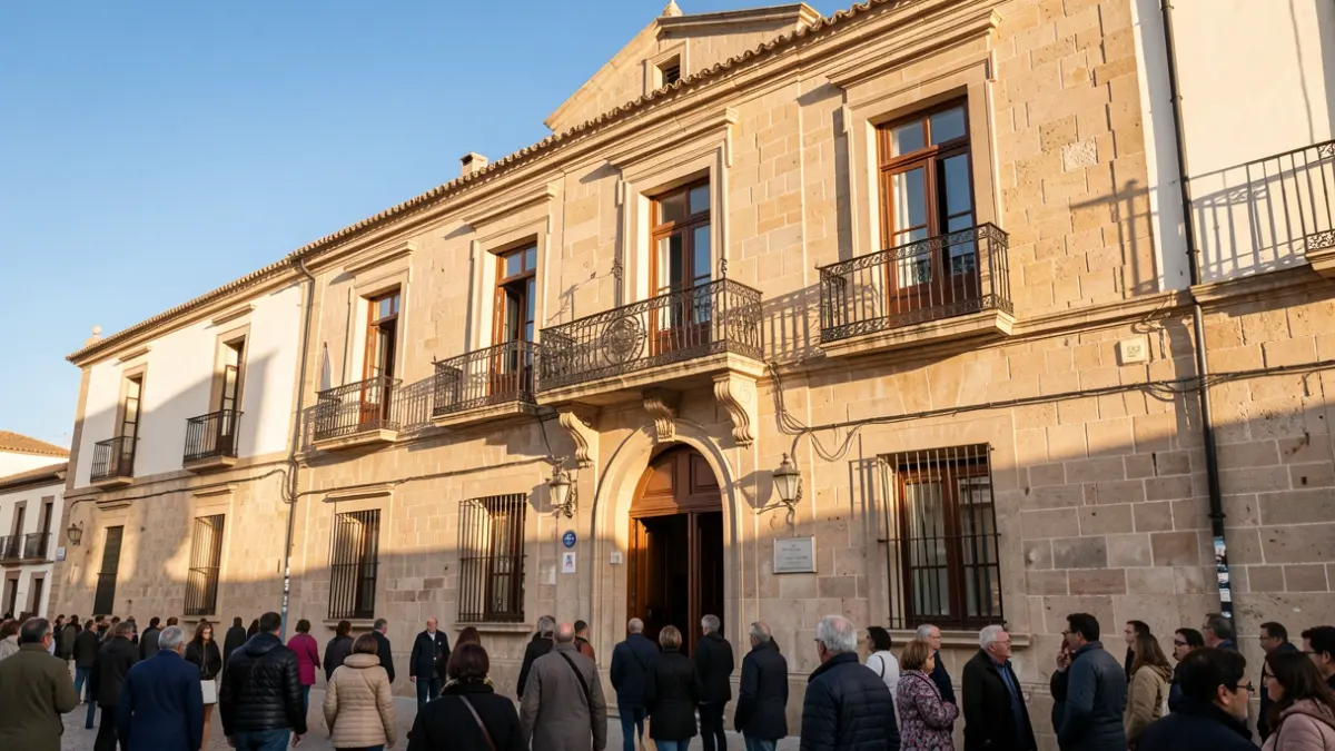 Imagen genérica de la fachada de un ayuntamiento valenciano con balcón y barandillas de hierro, iluminada por el sol de la tarde.
