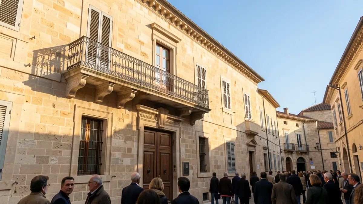 Facade of the Pego town hall during the local patron saint festivities.