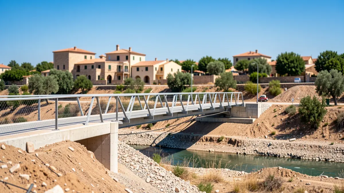 Generic image of bridge construction in a Mediterranean setting.