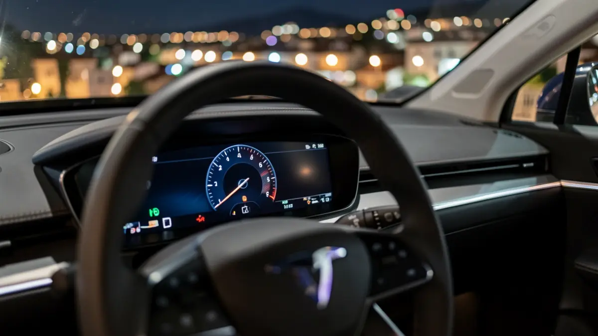 Generic image of a sports electric car interior with a digital display.