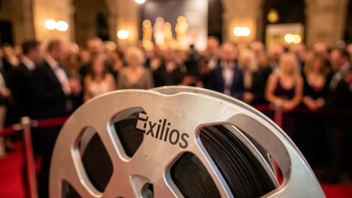 Imagen genérica de un rollo de película con el título 'Exilios'.
