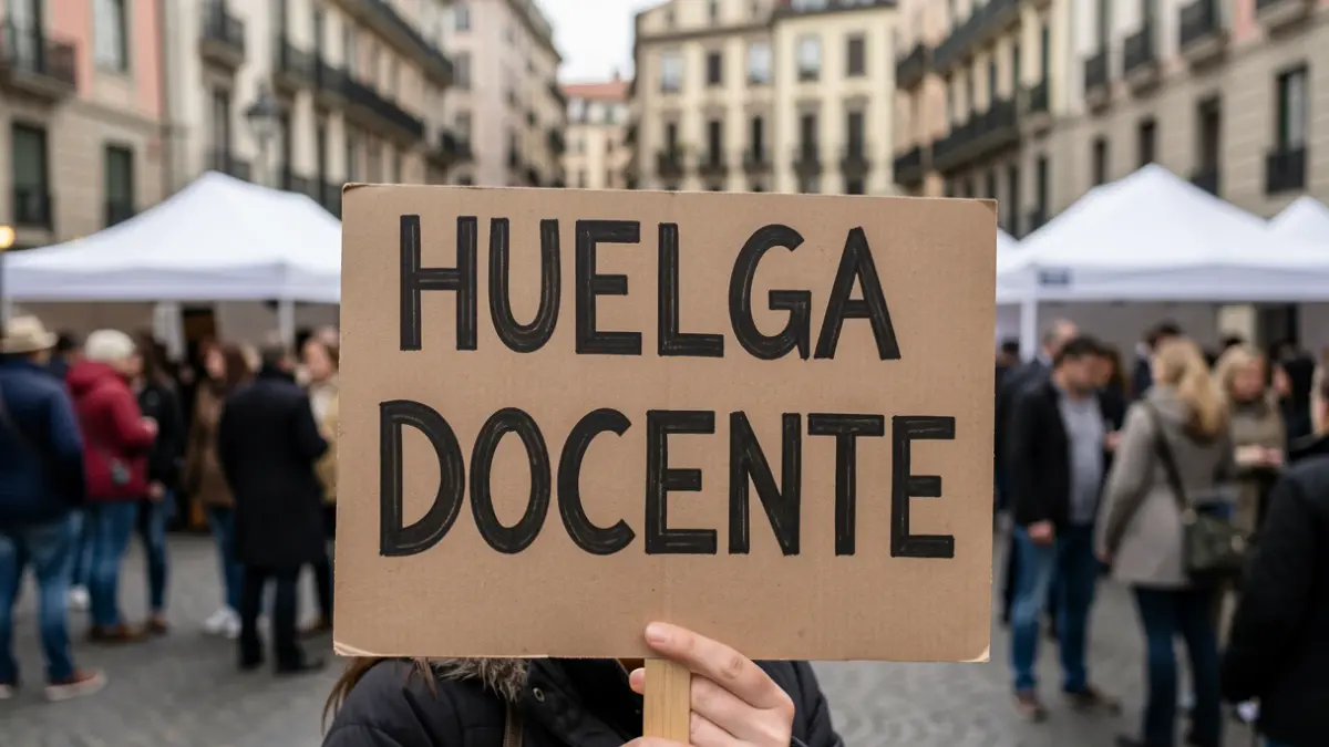 Imagen genérica de pancarta de protesta por la huelga docente.