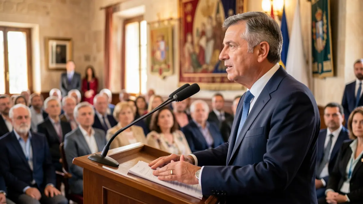 Imatge genèrica d'una investidura d'un nou alcalde en un saló de plens.