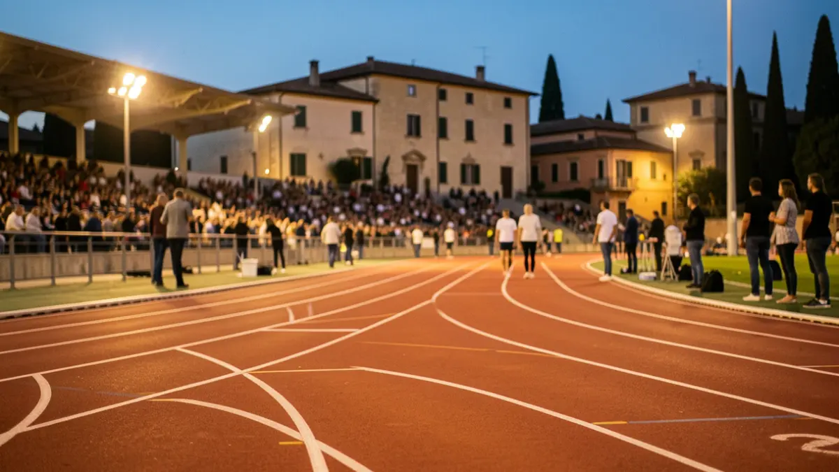 Imatge genèrica d'una pista d'atletisme il·luminada al capvespre.