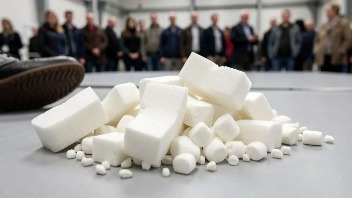 Generic image of polyurethane waste and shoe sole materials.