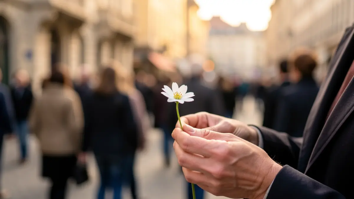Imagen genérica de manos sosteniendo una flor con texto de apoyo al fondo.