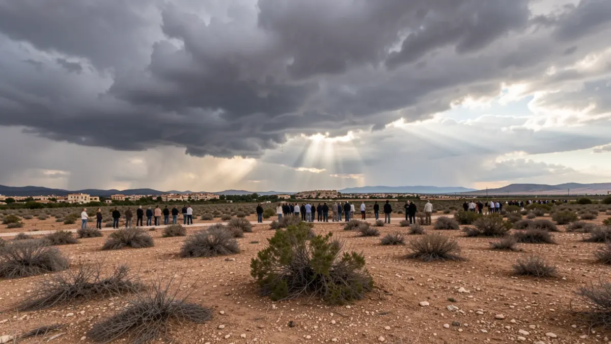 Imagen genérica de nubes de tormenta sobre un paisaje seco.