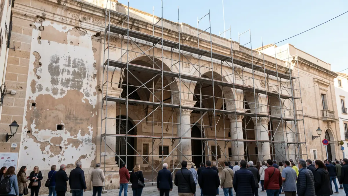 Imagen de los Baños Árabes de Llíria durante la restauración.