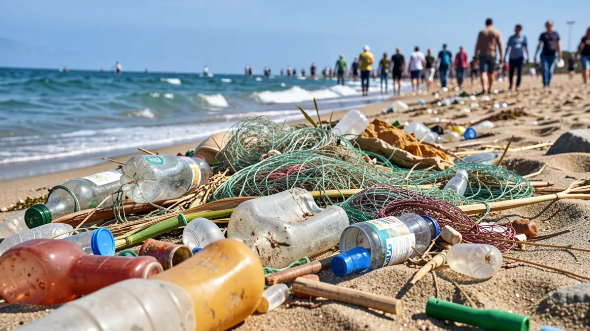 Imagen genérica de residuos plásticos y otros desechos en una playa.