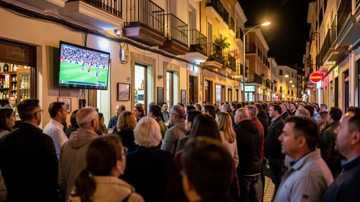 Imatge genèrica de gent veient un partit de futbol en un bar del barri de Russafa, València.